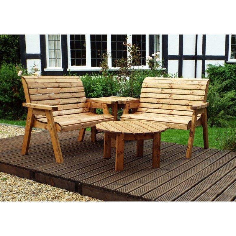 Scandinavian Redwood Garden Patio Dining Set 4 Seats
