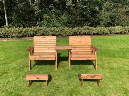 Scandinavian Redwood Garden Tete a Tete & Footstool by Charles Taylor - 2 Seats