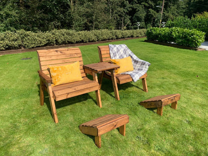 Scandinavian Redwood Garden Tete a Tete & Footstool by Charles Taylor - 2 Seats