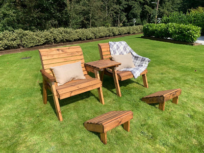 Scandinavian Redwood Garden Tete a Tete & Footstool by Charles Taylor - 2 Seats