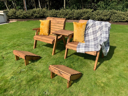 Scandinavian Redwood Garden Tete a Tete & Footstool by Charles Taylor - 2 Seats