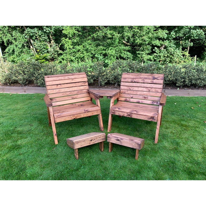 Charles Taylor Scandinavian Redwood Garden Tete a Tete & Footstool by Charles Taylor - 2 Seats