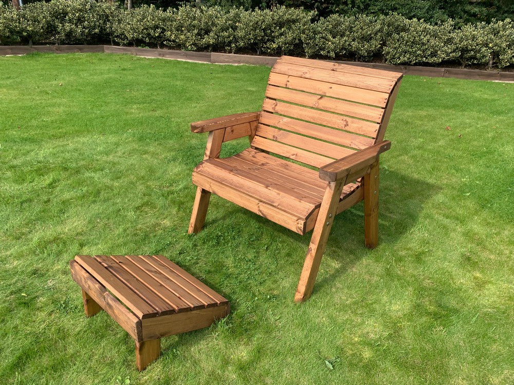 Scandinavian Redwood Garden Relaxer Chair & Footstool Set by Charles Taylor