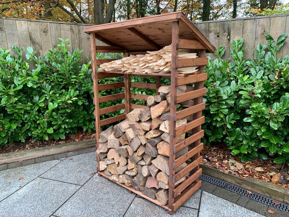 Scandinavian Redwood Garden Log Store by Charles Taylor – Cherry Lane