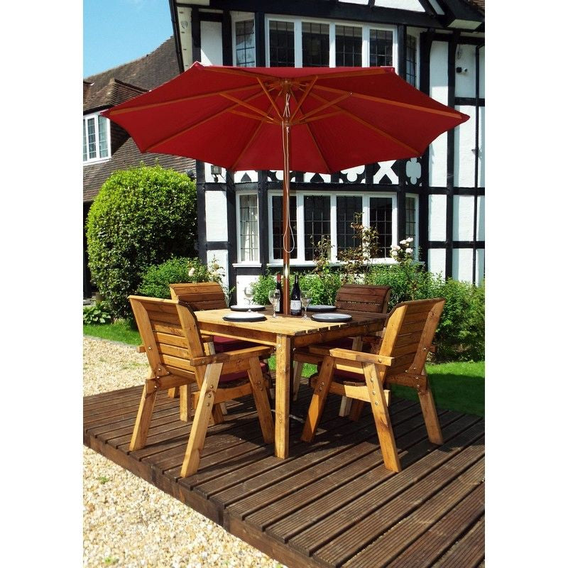 Scandinavian Redwood Garden Patio Dining Set 4 Seats Cushions