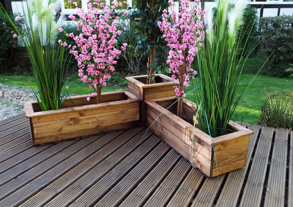 Scandinavian Redwood Garden Corner Planter by Charles Taylor