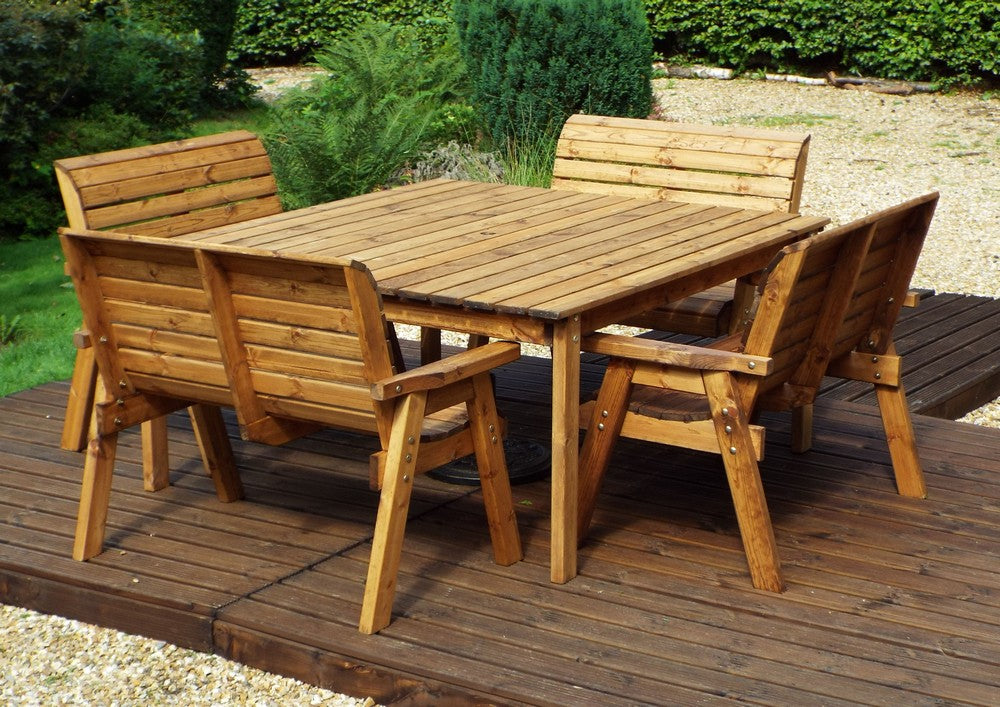 Charles Taylor 8 Seat Deluxe Scandinavian Redwood Square Bench Garden Furniture