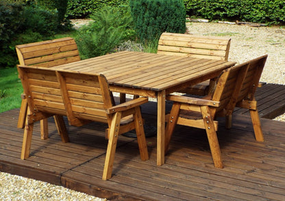 Charles Taylor 8 Seat Deluxe Scandinavian Redwood Square Bench Garden Furniture