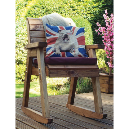 Charles Taylor Scandinavian Redwood Natural Garden Rocking Chair by Charles Taylor with Burgundy Cushions