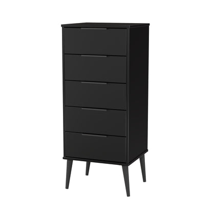 Hong Kong B Tall Tallboy Black 5 Drawers 109cm