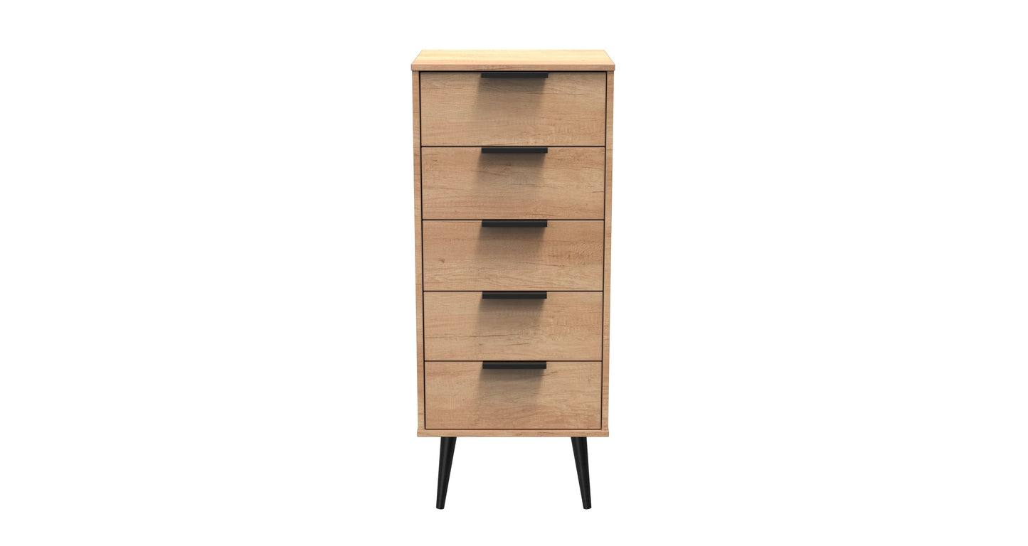 Hong Kong B Tall Tallboy Dark Oak 5 Drawers 109cm