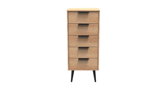 Hong Kong B Tall Tallboy Dark Oak 5 Drawers 109cm