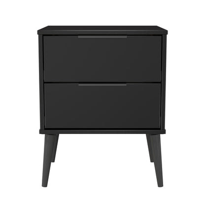 Hong Kong B Bedside Table Black 2 Drawers 60cm
