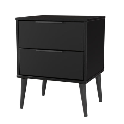 Hong Kong B Bedside Table Black 2 Drawers 60cm
