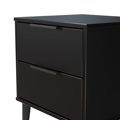 Hong Kong B Bedside Table Black 2 Drawers 60cm