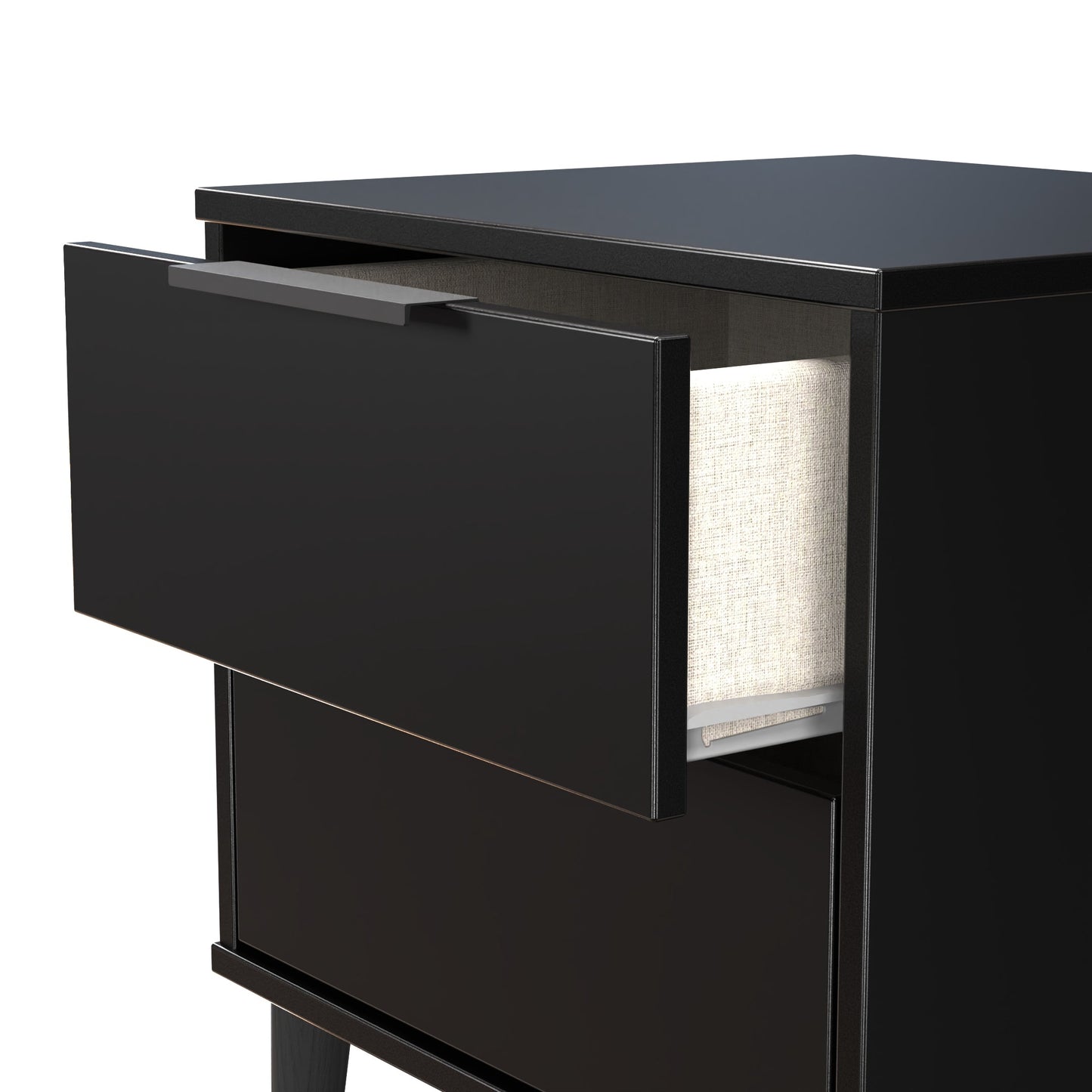 Hong Kong B Bedside Table Black 2 Drawers 60cm