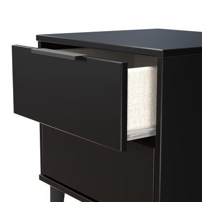 Hong Kong B Bedside Table Black 2 Drawers 60cm
