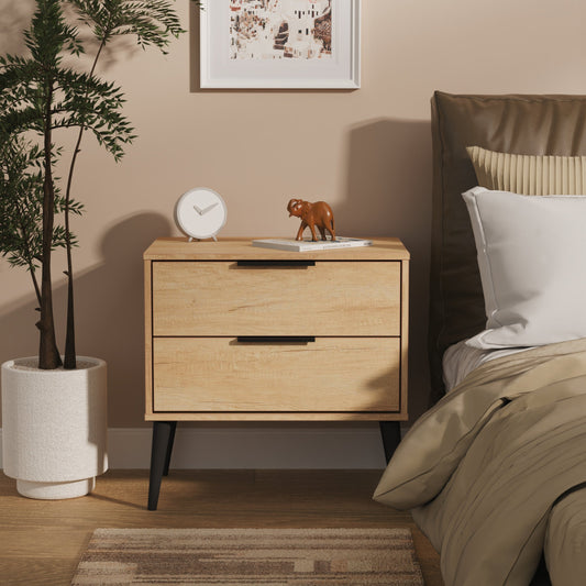 Hong Kong B Side Table Oak 2 Drawers 58cm