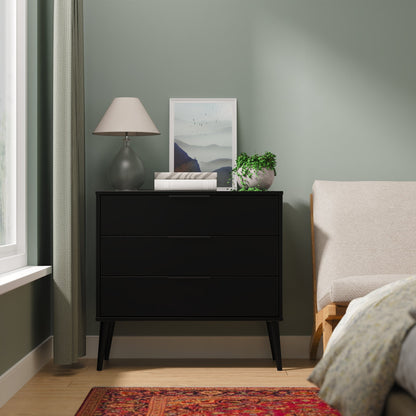 Hong Kong B Chest of Drawers Black 3 Drawers 77cm