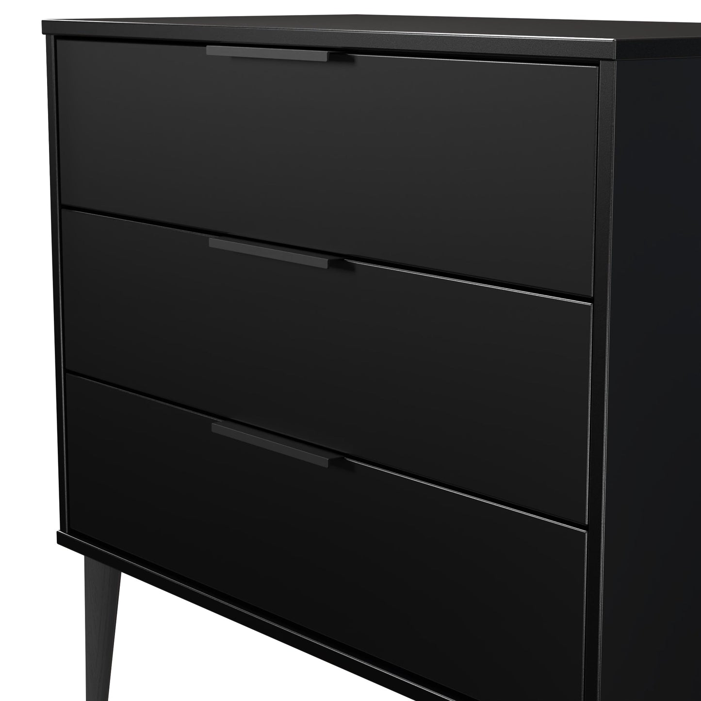 Hong Kong B Chest of Drawers Black 3 Drawers 77cm