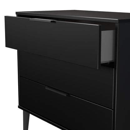 Hong Kong B Chest of Drawers Black 3 Drawers 77cm