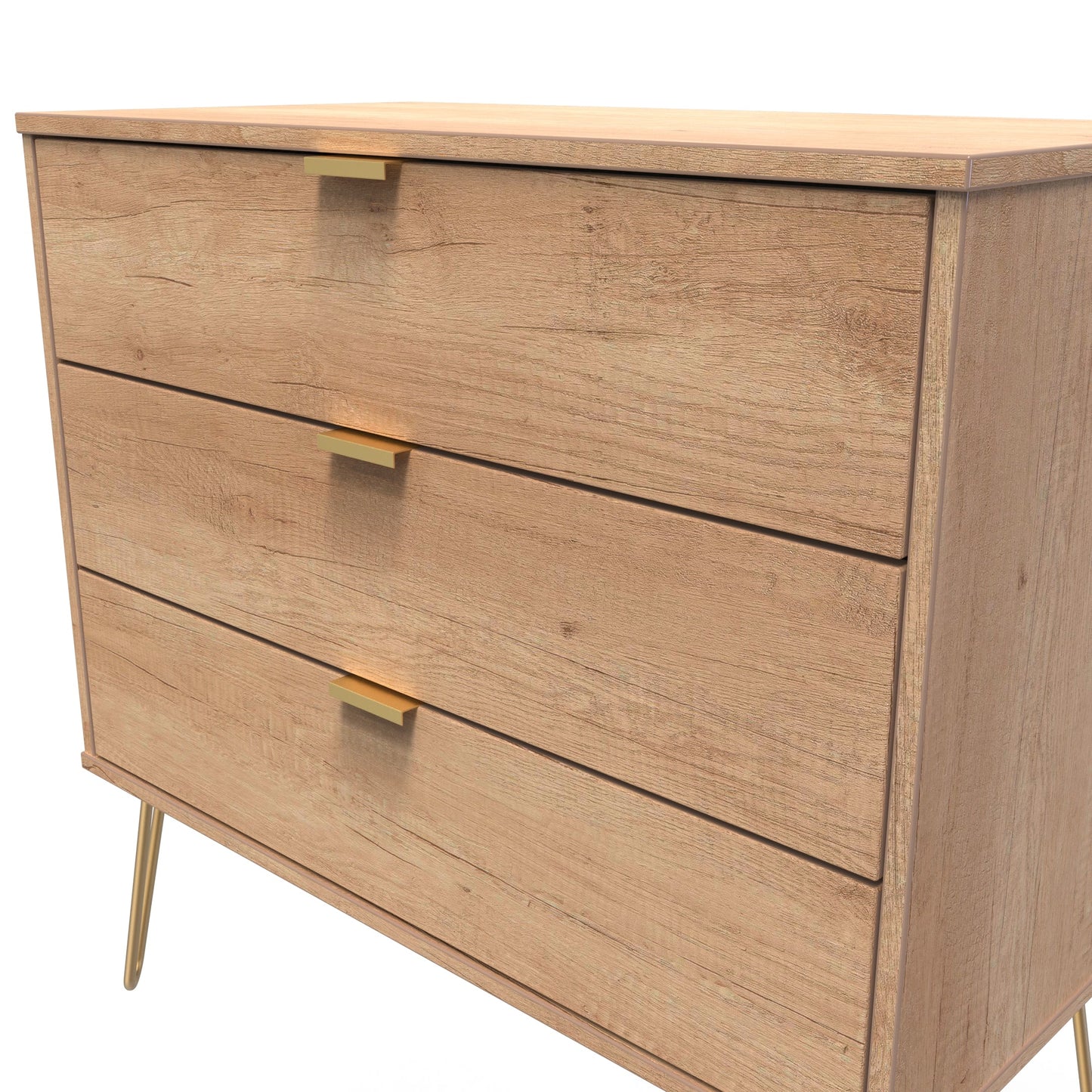 Hong Kong B Chest of Drawers Oak 3 Drawers 77cm
