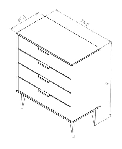 Hong Kong B Chest of Drawers Dark Oak 4 Drawers 93cm