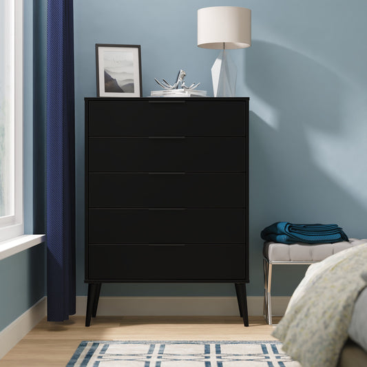 Hong Kong B Tall Chest of Drawers Black 5 Drawers 109cm