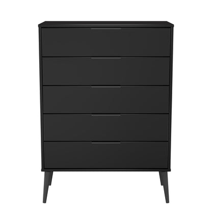 Hong Kong B Tall Chest of Drawers Black 5 Drawers 109cm