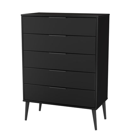 Hong Kong B Tall Chest of Drawers Black 5 Drawers 109cm