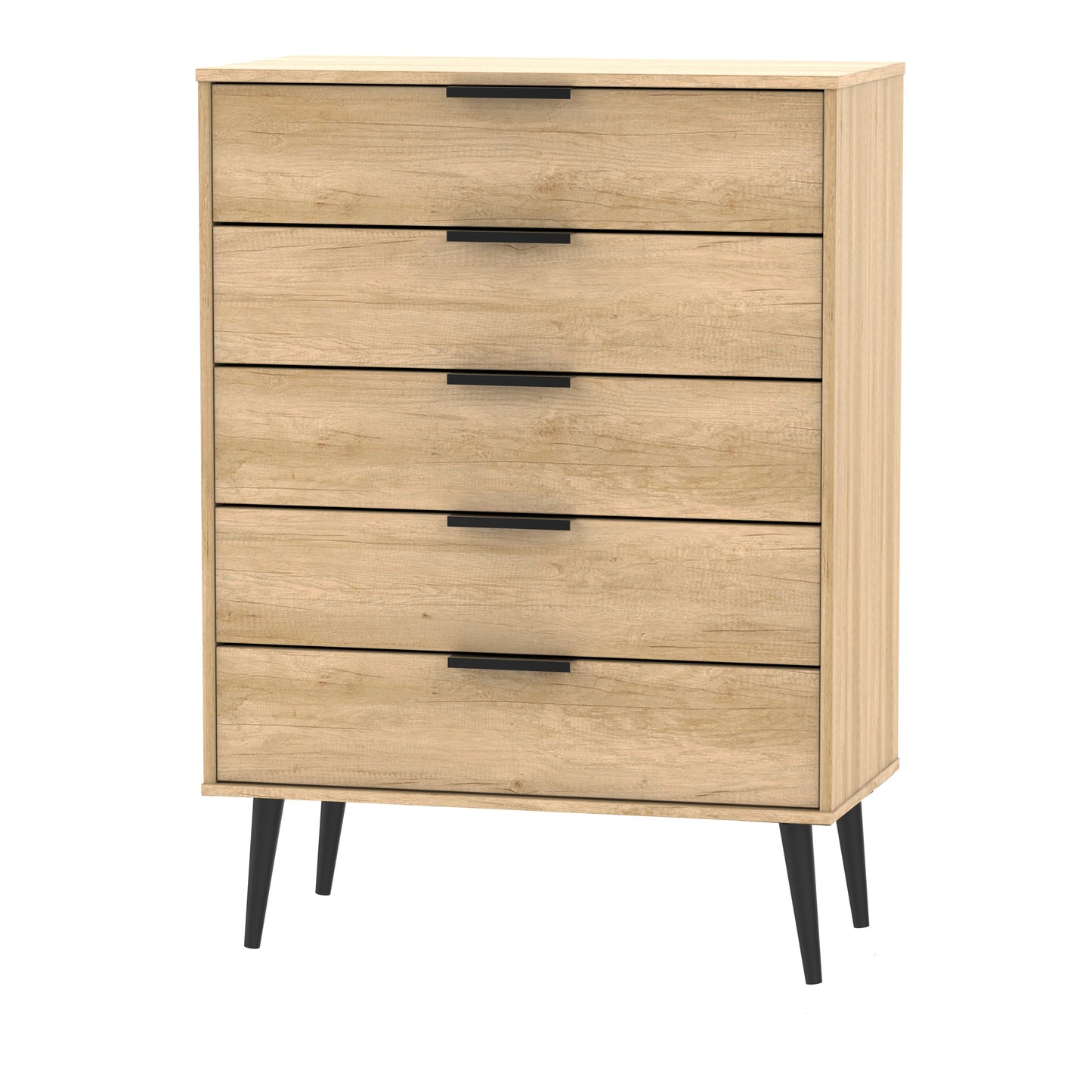 Hong Kong B Tall Chest of Drawers Dark Oak 5 Drawers 109cm