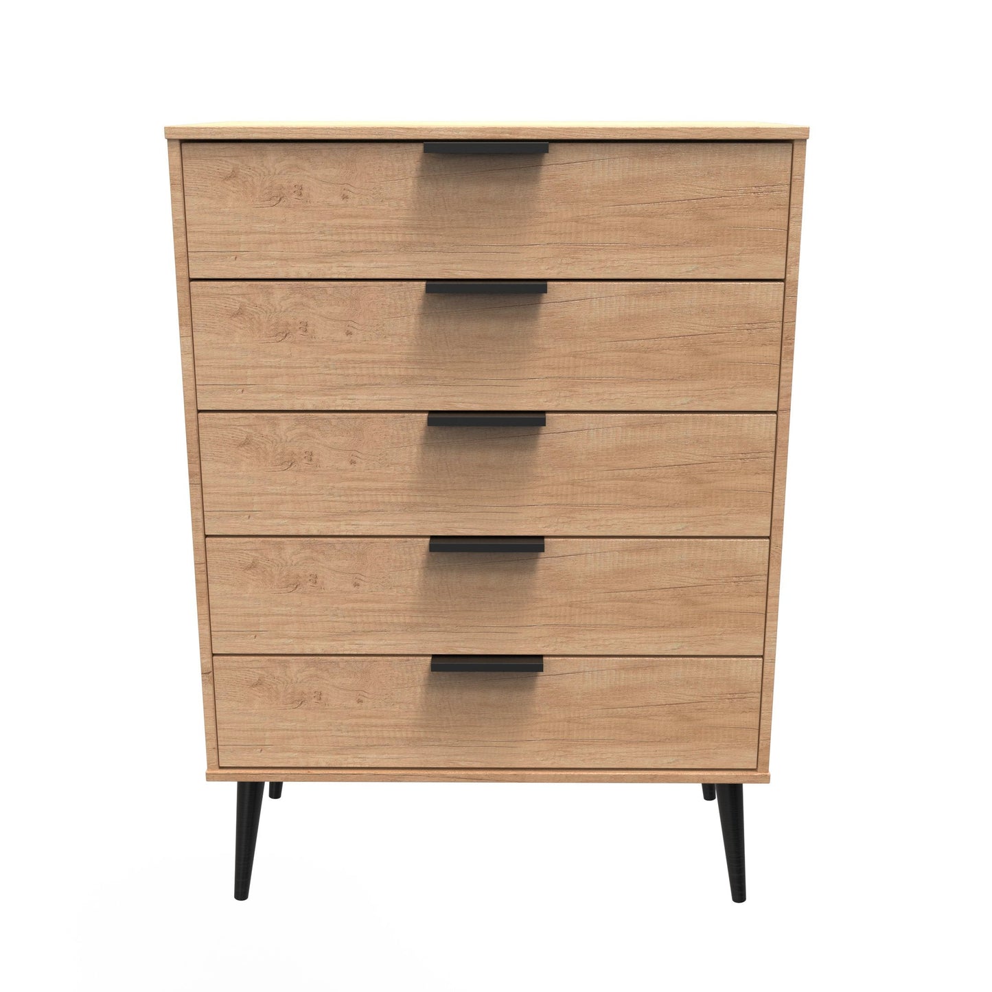 Hong Kong B Tall Chest of Drawers Dark Oak 5 Drawers 109cm