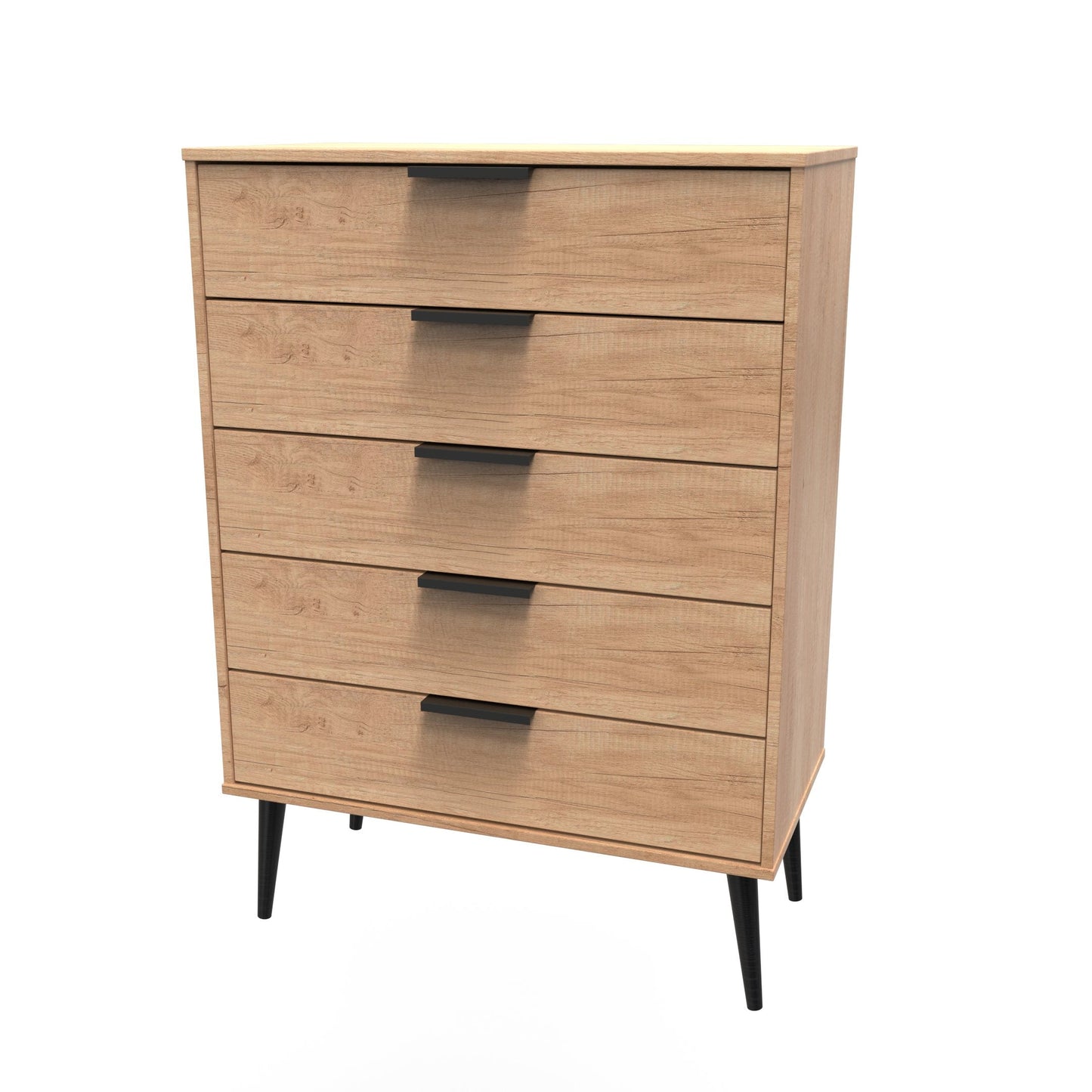 Hong Kong B Tall Chest of Drawers Dark Oak 5 Drawers 109cm