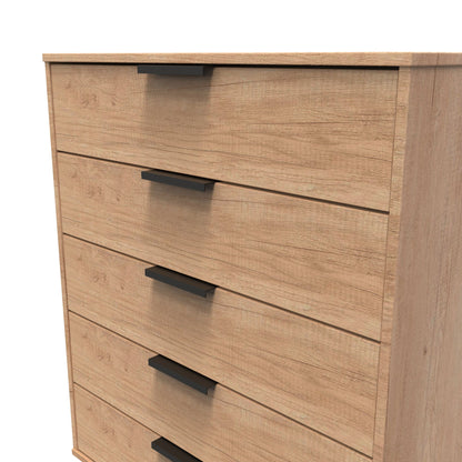 Hong Kong B Tall Chest of Drawers Dark Oak 5 Drawers 109cm