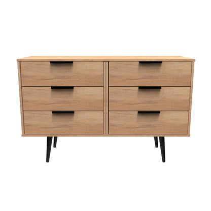 Hong Kong B Large Chest of Drawers Dark Oak 6 Drawers 115cm