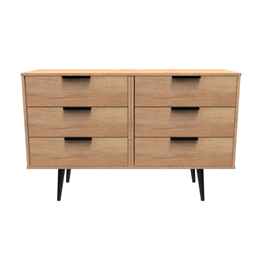 Hong Kong B Large Chest of Drawers Dark Oak 6 Drawers 115cm