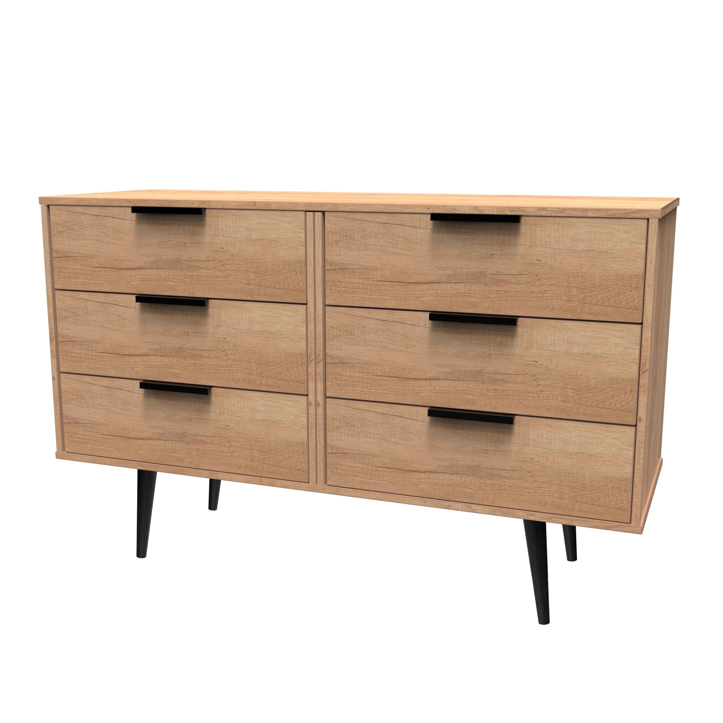 Hong Kong B Large Chest of Drawers Dark Oak 6 Drawers 115cm
