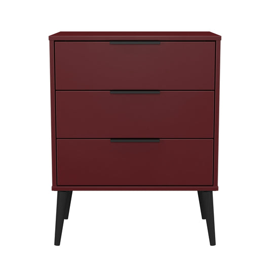 Hong Kong B Chest of Drawers Red 3 Drawers 76cm