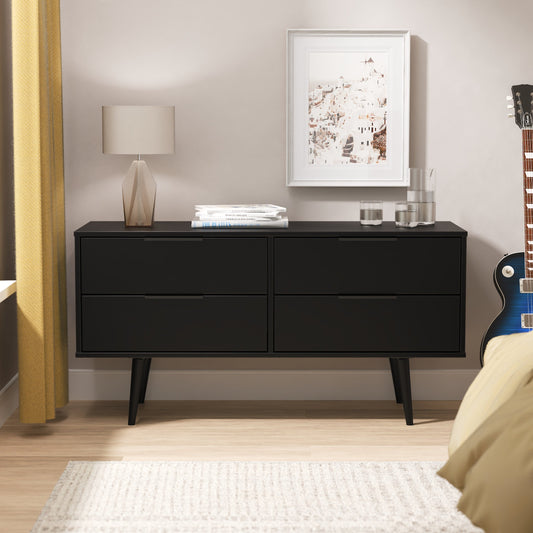 Hong Kong B Large Chest of Drawers Black 4 Drawers 115cm