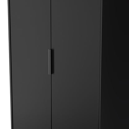 Hong Kong B Tall Wardrobe Black 2 Doors 1 Shelf 197cm