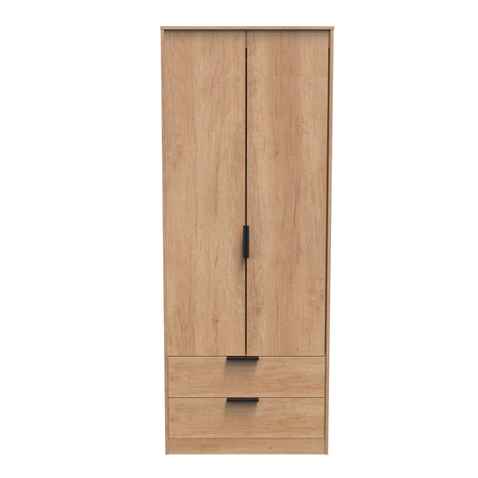 Hong Kong B Tall Wardrobe Oak 2 Doors 2 Drawers 197cm