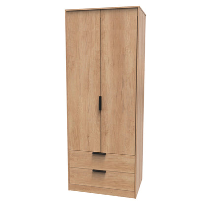 Hong Kong B Tall Wardrobe Oak 2 Doors 2 Drawers 197cm