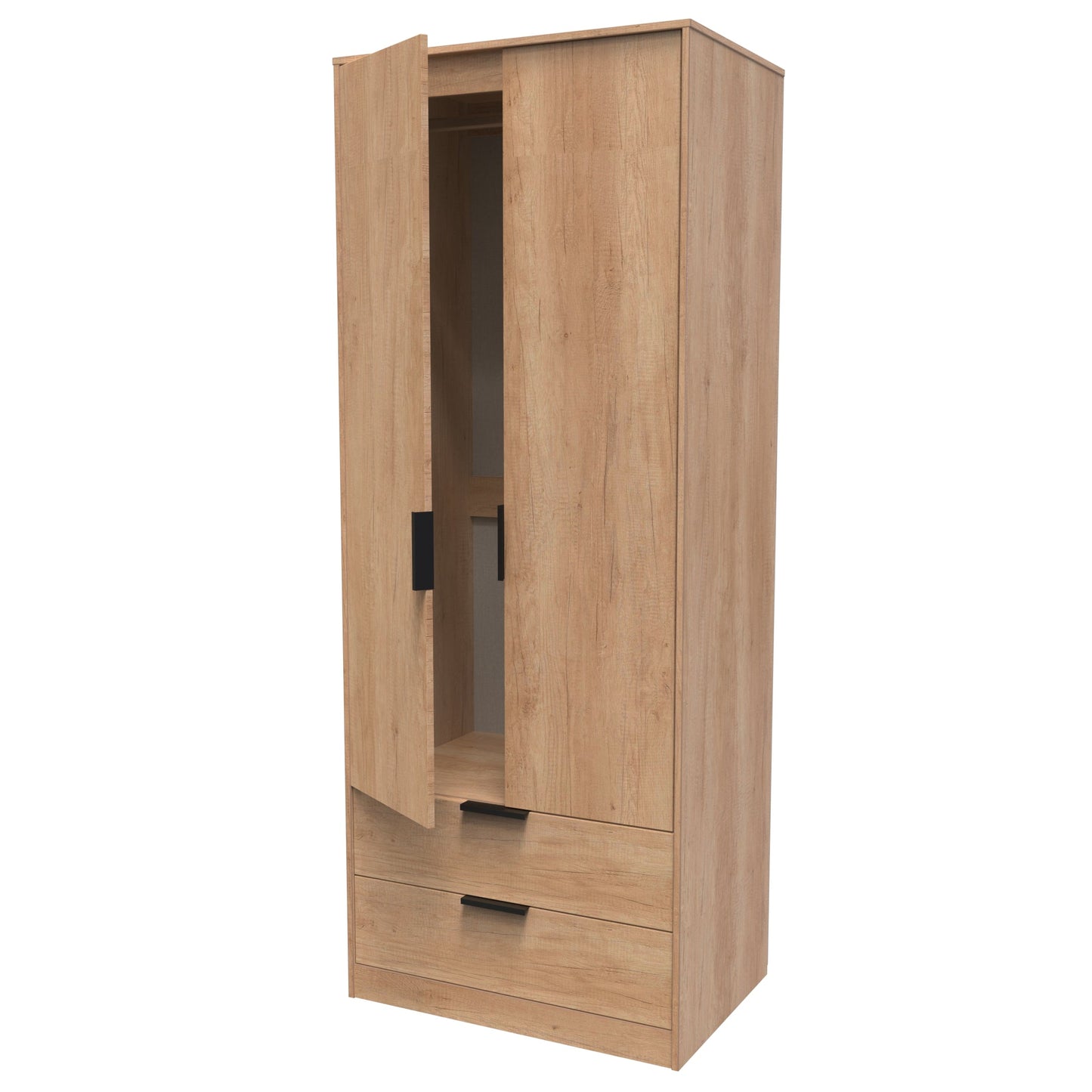Hong Kong B Tall Wardrobe Oak 2 Doors 2 Drawers 197cm