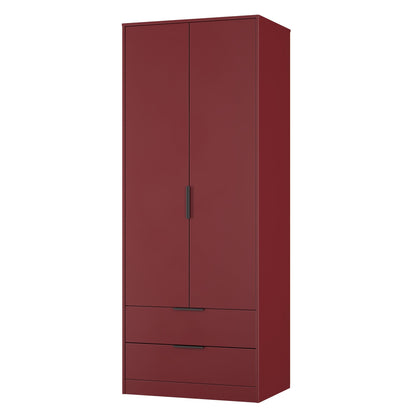 Hong Kong B Tall Wardrobe Red 2 Doors 2 Drawers 197cm
