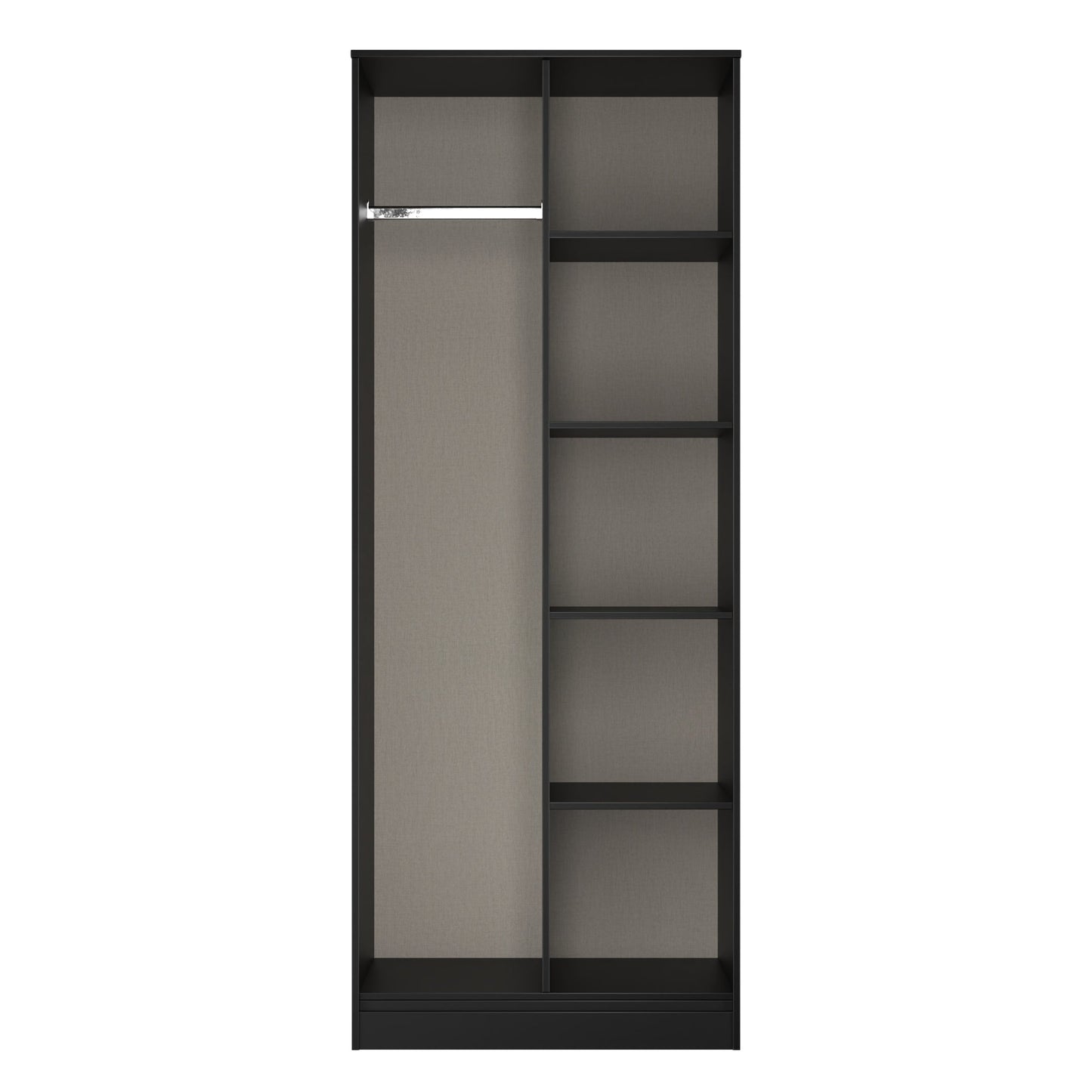 Hong Kong B Tall Wardrobe Black 5 Shelves 197cm