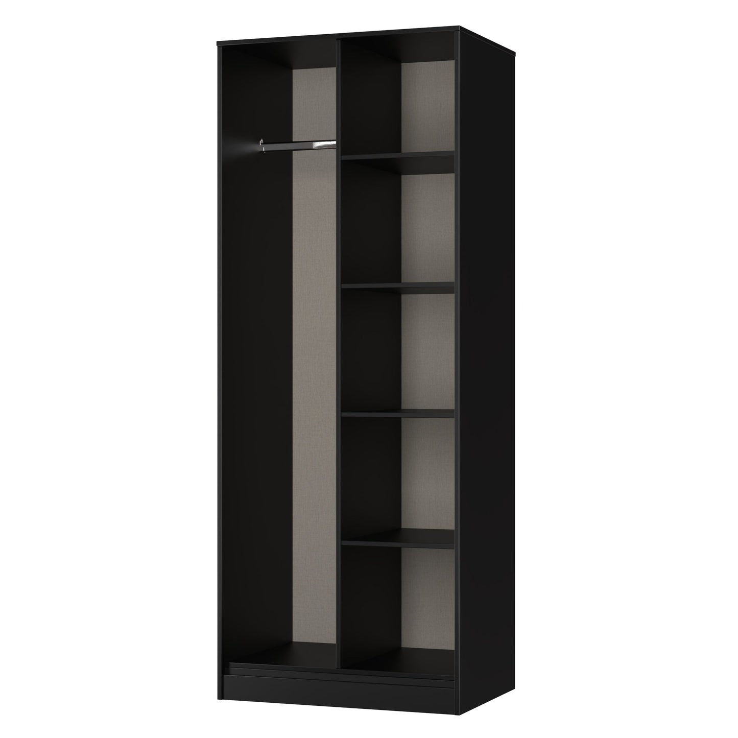 Hong Kong B Tall Wardrobe Black 5 Shelves 197cm