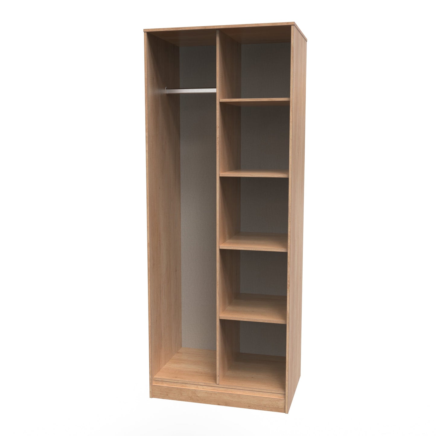 Hong Kong B Tall Wardrobe Dark Oak 5 Shelves 197cm