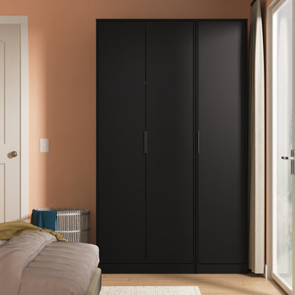 Hong Kong B Tall Wardrobe Black 3 Doors 1 Shelf 198cm
