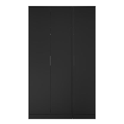 Hong Kong B Tall Wardrobe Black 3 Doors 1 Shelf 198cm