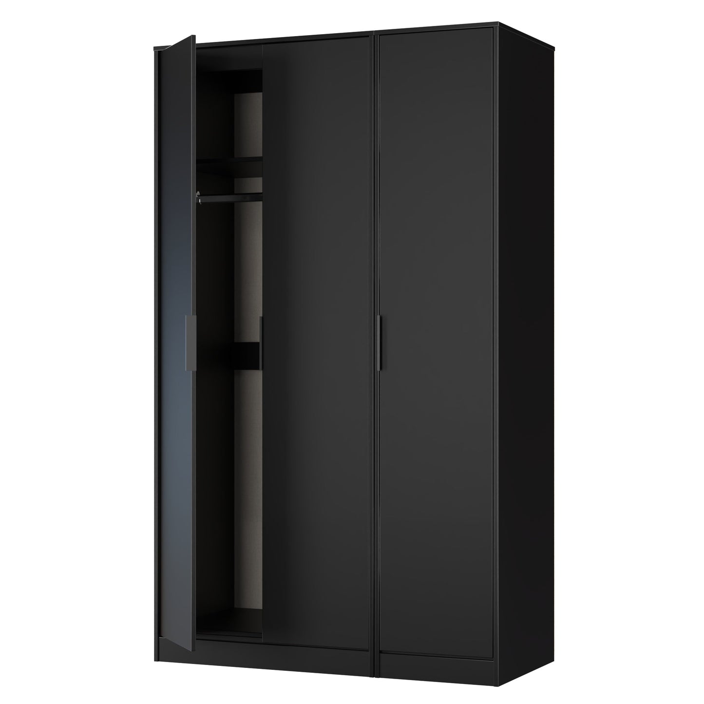 Hong Kong B Tall Wardrobe Black 3 Doors 1 Shelf 198cm